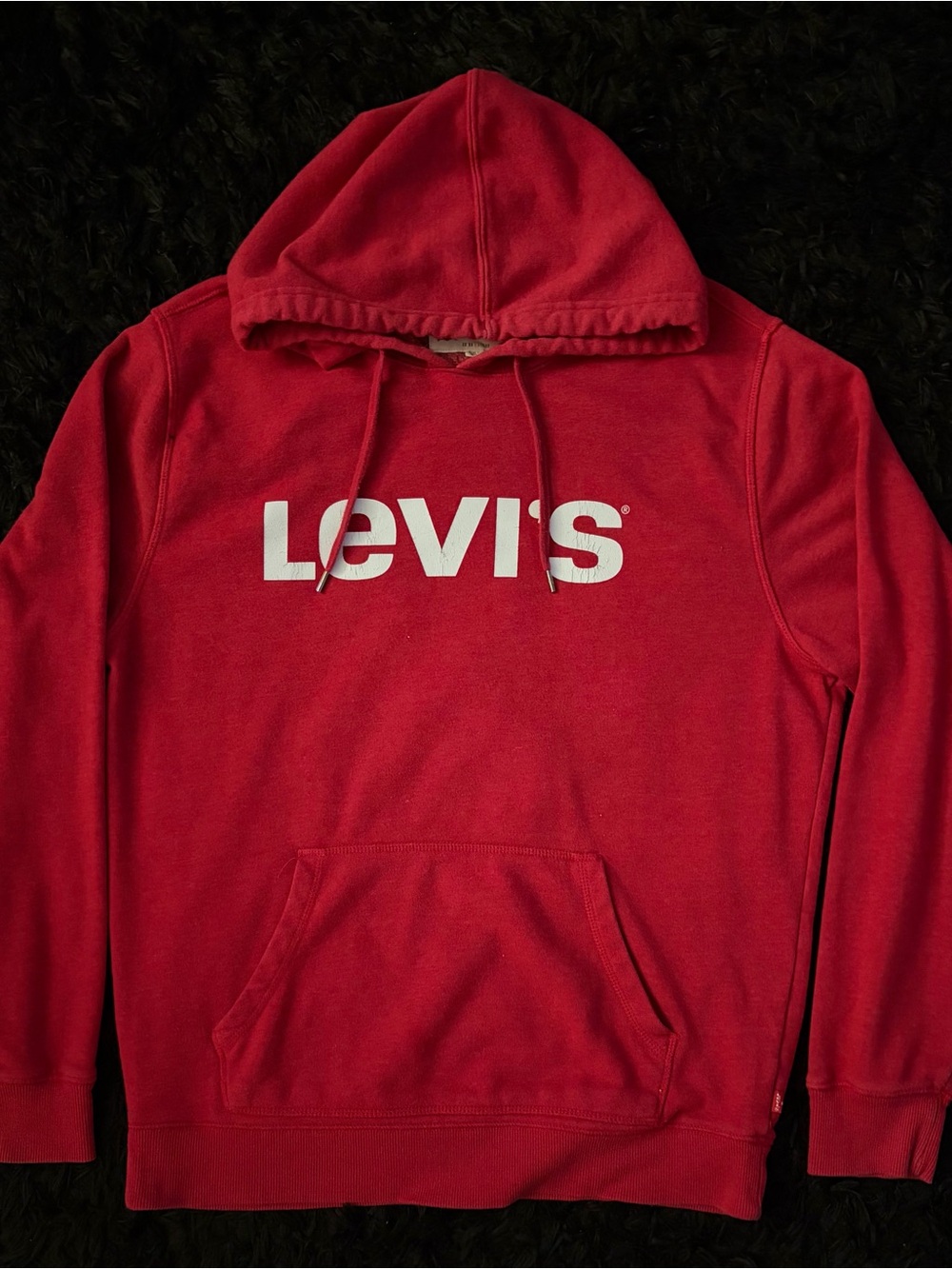 Levi's Red Hoodie with White Logo - Men's Pullover Sweatshirt